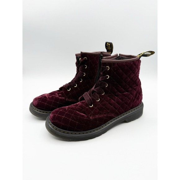 Dr. Doc Martens Boots Women\'s Juniors Size US 5 UK 3 Burgundy Velvet Punk main image 4